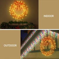 0.6M Christmas Lights 160 LED Motif Solar Wreath Xmas Decorations Jingle Jollys thumbnail