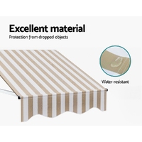 Instahut Window Door Awning 1mx1m Beige White Polyester Fabric Aluminum Frame thumbnail