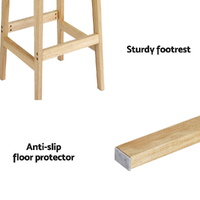 Artiss 2x Bar Stools Rubber Wood Stool Counter Chair Rattan Barstools Kitchen thumbnail