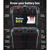Giantz AGM Battery Box 12v XL Deep Cycle Portable Solar Caravan Camping thumbnail