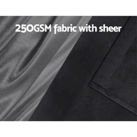 Artiss 2X 132x160cm Blockout Sheer Curtains Black thumbnail
