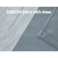 Artiss 2X 132x274cm Blockout Sheer Curtains Light Grey thumbnail