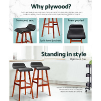 Artiss 2x Bar Stools Wooden Stool Black thumbnail