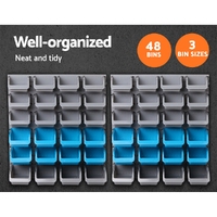 Giantz 48 Storage Bin Rack Wall Mounted Steel Board thumbnail