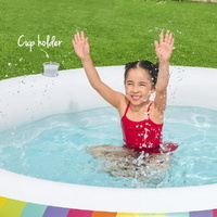 Bestway Kids Inflatable Round Pool Above Ground Cup Holder Rainbow 206x206x51cm thumbnail
