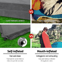 Weisshorn Self Inflating Mattress 10CM Camping Sleeping Mat Air Double Grey thumbnail