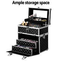 Embellir Portable Cosmetic Beauty Makeup Carry Case with Mirror - Diamond Black thumbnail