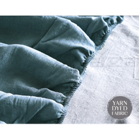 Cosy Club Cotton Bed Sheets Set Blue Grey Cover Double thumbnail