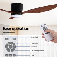 Devanti 52'' Ceiling Fan DC Motor w/Light w/Remote - Dark Wood thumbnail