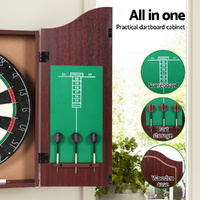 18" Dartboard Dart Board with Steel Darts Wooden Cabinet Party Game thumbnail