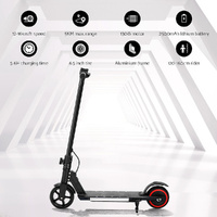 Electric Scooter 130W 16KM/H LED Light Folding Portable Riding Commuter Black thumbnail