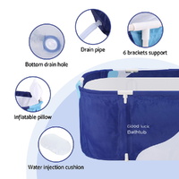 Weisshorn Foldable Bathtub PVC Spa Bucket Inflatable Cushion 114x62cm Navy Blue thumbnail