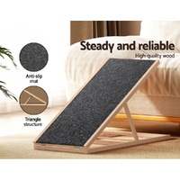 i.Pet Dog Ramp 100cm Adjustable Height Wooden Steps Stairs For Bed Sofa Car Foldable thumbnail