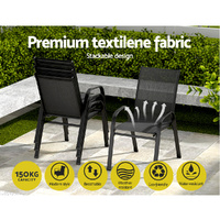 Gardeon 2PC Outdoor Dining Chairs Stackable Lounge Chair Patio Furniture Black thumbnail