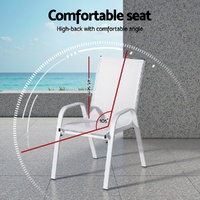 Gardeon 2PC Outdoor Dining Chairs Stackable Lounge Chair Patio Furniture White thumbnail
