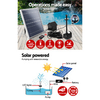 Gardeon Solar Pond Pump with Battery Kit LED Lights 8.8 FT thumbnail