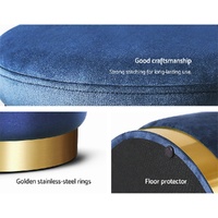 Artiss Ottoman Storage Foot Stool Round Velvet Navy thumbnail
