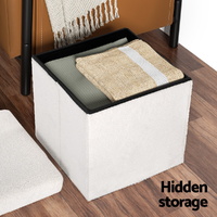 Artiss Ottoman Storage Foot Stool Vanity Square Teddy thumbnail