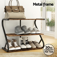 Artiss Shoe Rack Cabinet Shoe Storage Stand 3 Tiers Black thumbnail