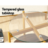 Artiss Coffee Table 45CM Round Tempered Glass Carol thumbnail