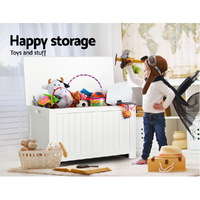 Keezi Kids Toy Box Chest Storage Blanket Children Clothes Room Organiser White thumbnail