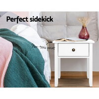 Artiss Bedside Table 1 Drawer - BOW White thumbnail
