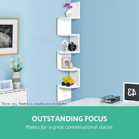 Artiss Wall Shelf Corner Floating 5-Tier White thumbnail