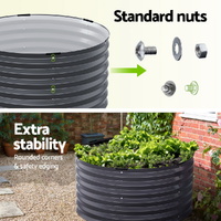 Green Fingers Garden Bed 90X45cm Round Latches Planter Box Raised Galvanised Herb thumbnail
