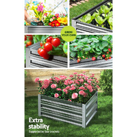 Green Fingers Garden Bed 86x86x30cm Planter Box Raised Container Galvanised Herb thumbnail