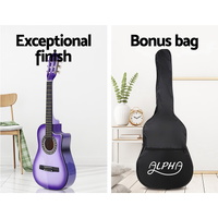 Alpha 34 Inch Classical Guitar Wooden Body Nylon String w/ Stand Beignner Purple thumbnail