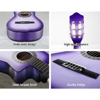 Alpha 34 Inch Classical Guitar Wooden Body Nylon String Beginner Kids Gift Purple thumbnail