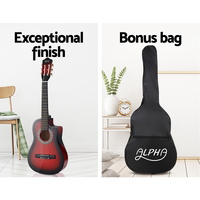 Alpha 34 Inch Classical Guitar Wooden Body Nylon String w/ Stand Beignner Red thumbnail