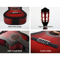 Alpha 34 Inch Classical Guitar Wooden Body Nylon String Beginner Kids Gift Red thumbnail