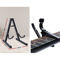 Alpha 38 Inch Acoustic Guitar Wooden Body Steel String Full Size w/ Stand Black thumbnail