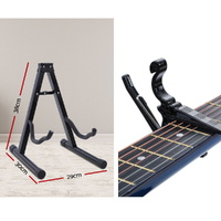 Alpha 38 Inch Acoustic Guitar Wooden Body Steel String Full Size w/ Stand Blue thumbnail