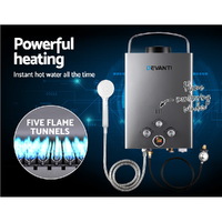 Devanti Portable Gas Water Heater 8L/Min LPG System Grey thumbnail