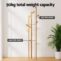 Artiss Clothes Rack Airer Coat Stand 9 Hooks Bamboo thumbnail