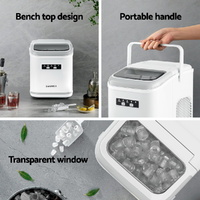 Devanti Ice Maker Machine Portable 12kg Countertop w/Self Cleaning 1.3L White thumbnail