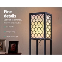 Artiss Floor Lamp 3 Tier Shelf Storage LED Light Stand Home Room Pattern Black thumbnail