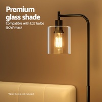 Artiss Floor Lamp Light Stand Modern Home Living Room Office Reading Glass Shade Black thumbnail