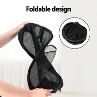 Artiss 2X Laundry Basket Hamper Foldable Black thumbnail