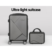 Wanderlite 2Set 20 Inch Luggage Case with 12 Inch Handheld Luggage Box Hard Shell Travel Suitcase TSA Lock Dark Grey thumbnail