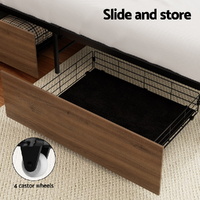 Artiss 2x Bed Frame Storage Drawers Trundle Black thumbnail