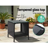 Gardeon Coffee Side Table Wicker Desk Rattan Outdoor Furniture Garden Black thumbnail