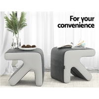 Artiss Ottoman Foot Stool Arrow Linen Grey thumbnail