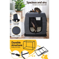 i.Pet Pet Carrier Soft Crate Dog Cat Travel 82x58CM Portable Foldable Car XL thumbnail