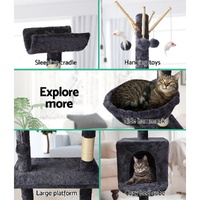 i.Pet Cat Tree 140cm Tower Scratching Post Scratcher Trees Toys Condo Bed Grey thumbnail
