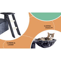 i.Pet Cat Tree Tower Scratching Post Scratcher 138cm Trees Condo House Grey thumbnail