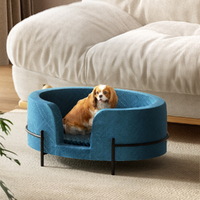 i.Pet Pet Bed Dog Sofa Lounge Cat Calming Couch Raised Blue thumbnail