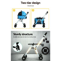 i.Pet Pet Stroller Dog Pram Large Cat Carrier Travel Foldable 4 Wheels Double thumbnail